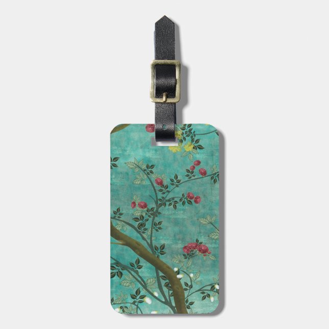 Beautiful vintage antique blossom tree butterflies luggage tag (Front Vertical)