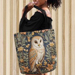 Beautiful Vintage Barn Owl William Morris Inspired Tote Bag