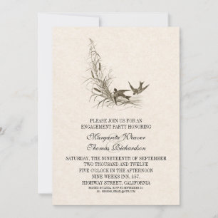 beautiful vintage birds engagement party invites