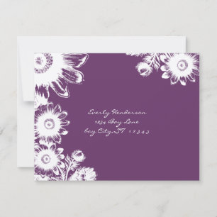 Beautiful Vintage Black Flower Wedding RSVP Card