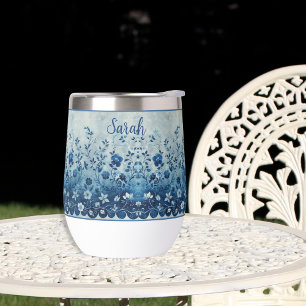 Beautiful Vintage Blue Tropical Hawaiian Flowered 