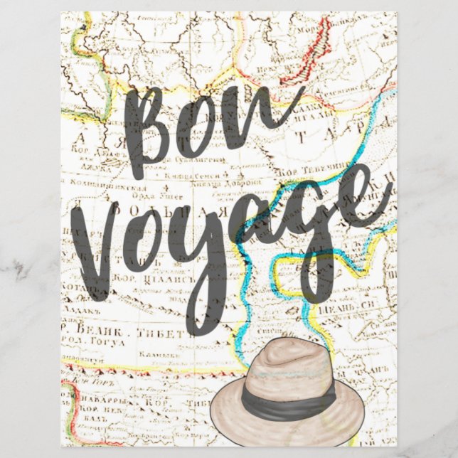 Beautiful vintage Bon voyage map page (Front)