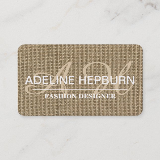 Beautiful, Vintage Burlap Appointment Monogram (Front)