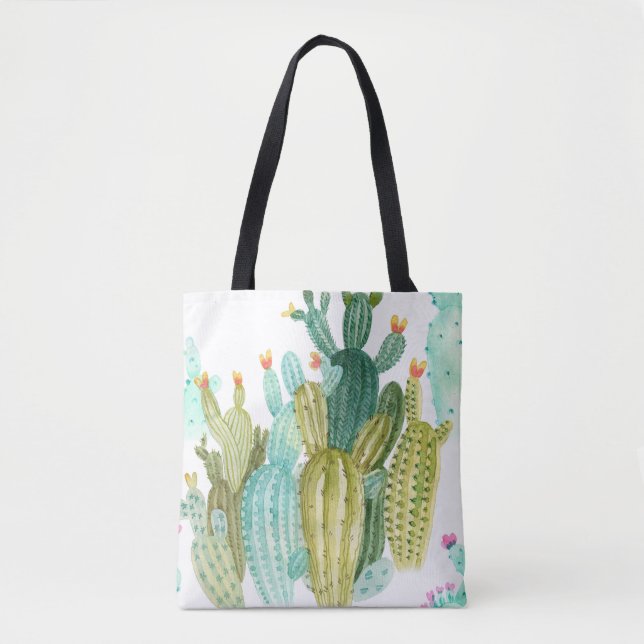 Beautiful vintage cacti, succulents, cactus bloomi tote bag (Front)
