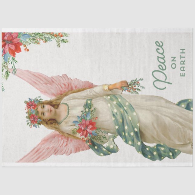 Beautiful Vintage Christmas Angel Decoupage Tissue Paper (Front)