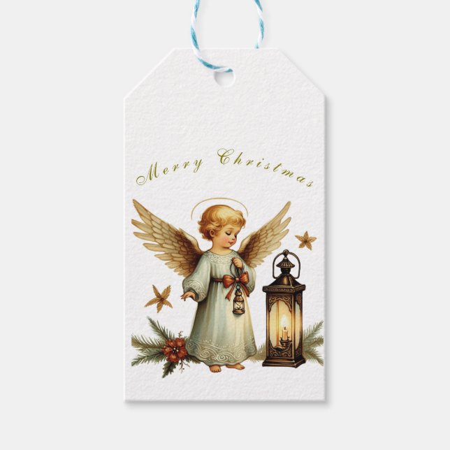 Beautiful Vintage Christmas Angel   Gift Tags (Front)