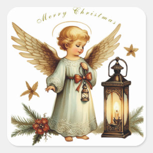 Beautiful Vintage Christmas Angel   Square Sticker