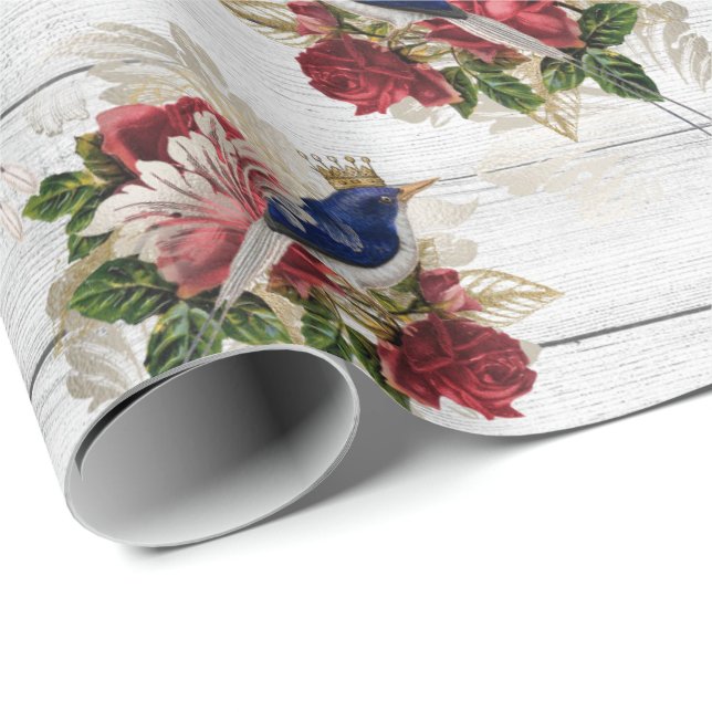 Beautiful vintage Christmas bird pattern Wrapping Paper (Roll Corner)