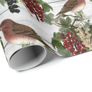 Beautiful vintage Christmas bird pattern Wrapping Paper