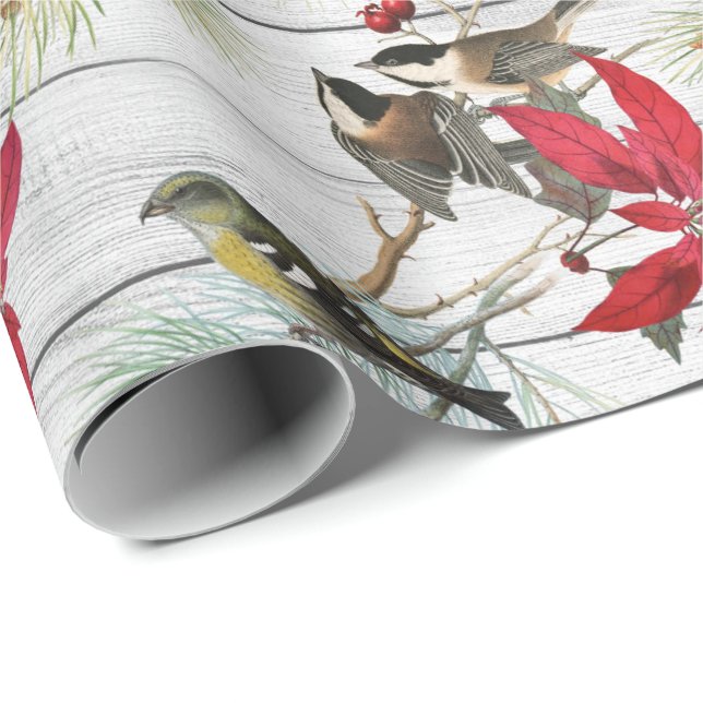 Beautiful vintage Christmas bird pattern Wrapping Paper (Roll Corner)
