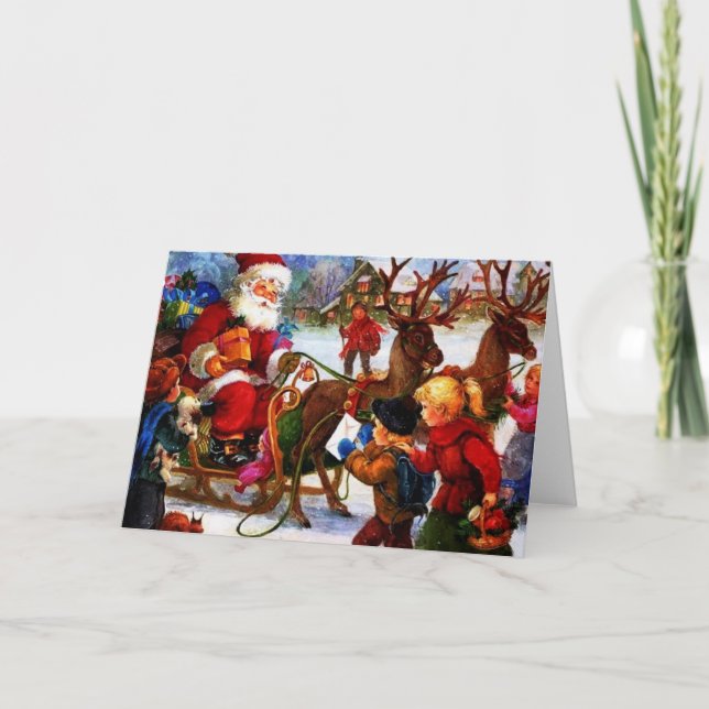 Beautiful Vintage Christmas Painting Holiday Card (Front)