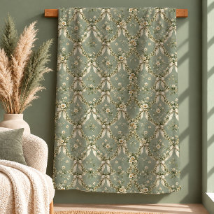 Beautiful Vintage Daisies on Sage Green Blanket Co