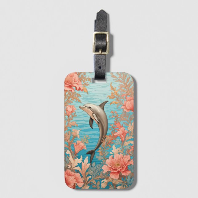 Beautiful Vintage Dolphin  Luggage Tag (Front Vertical)
