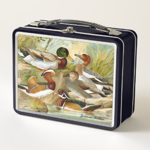 Beautiful Vintage Ducks At The Pond Metal Lunch Box