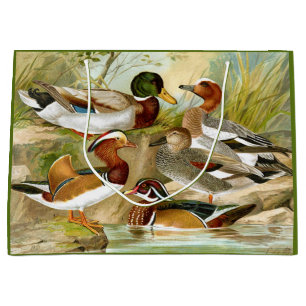 Beautiful Vintage Ducks At The Pond Wildlife Large Gift Bag