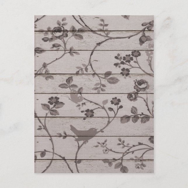 Beautiful vintage elegant floral birds butterflies postcard (Front)