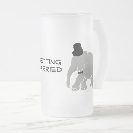 Beautiful Vintage Elephant Groom with Cylinder Frosted Glass Beer Mug
