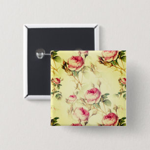 Beautiful Vintage Floral 15 Cm Square Badge