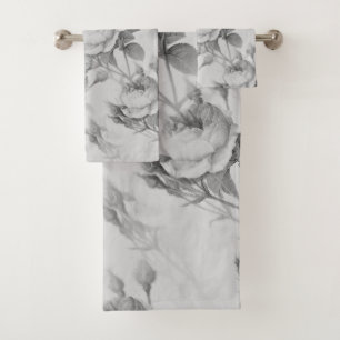 Beautiful Vintage Floral Bath Towel Set
