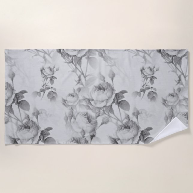 Beautiful Vintage Floral Beach Towel (Front)