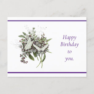 Beautiful Vintage Floral Birthday Postcard
