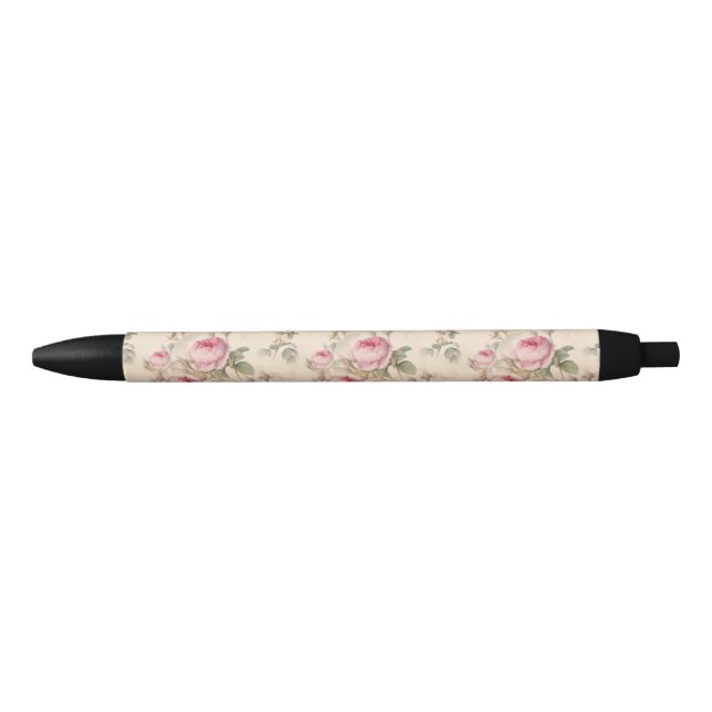 Beautiful Vintage Floral Black Ink Pen (Front)