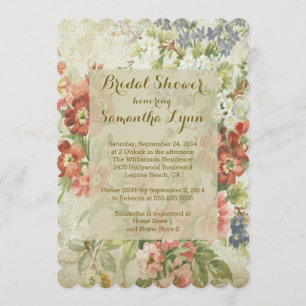 Beautiful Vintage Floral  Bridal Shower Invitation