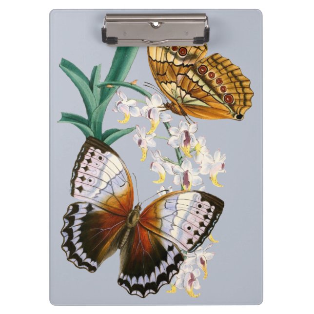 Beautiful Vintage Floral Butterfly Illustration Clipboard (Front)