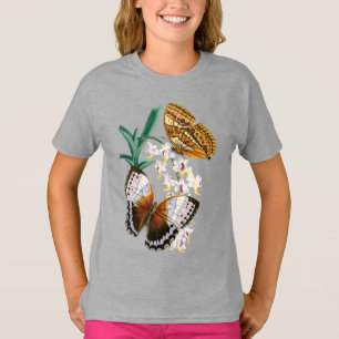 Beautiful Vintage Floral Butterfly Illustration T-Shirt