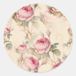 Beautiful Vintage Floral Classic Round Sticker