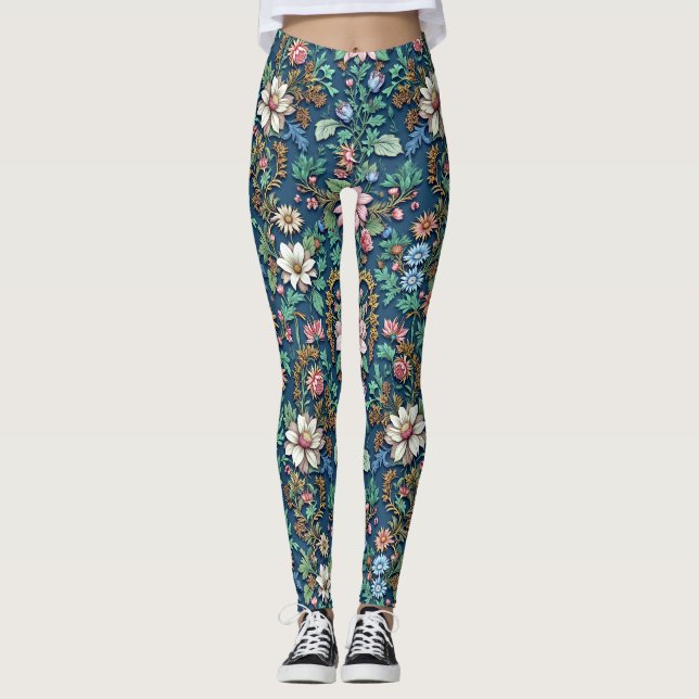 Beautiful Vintage Floral Leggings (Front)