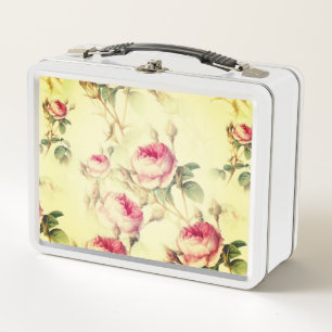 Beautiful Vintage Floral Metal Lunch Box