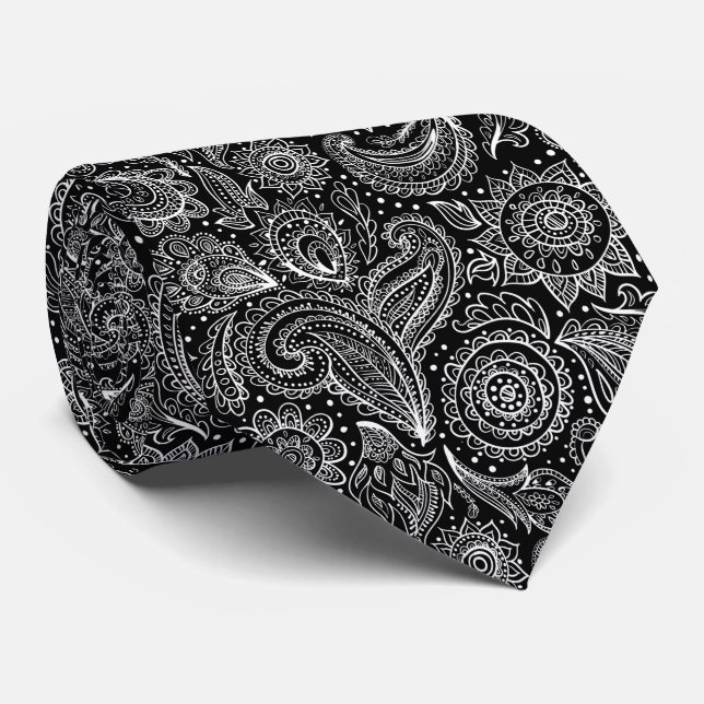 Beautiful vintage floral paisley pattern tie (Rolled)