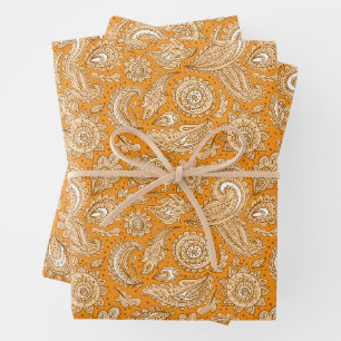 Beautiful vintage floral paisley pattern wrapping paper sheet