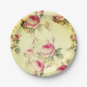 Beautiful Vintage Floral Paper Plate
