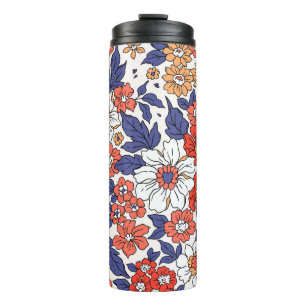 Beautiful vintage floral pattern in small realisti thermal tumbler