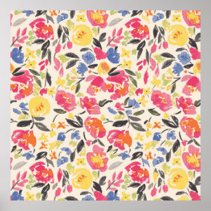 Beautiful vintage Floral pattern in the many kind  Poster