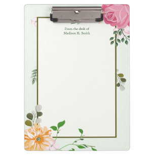 Beautiful Vintage Floral Personalised Receptionist Clipboard