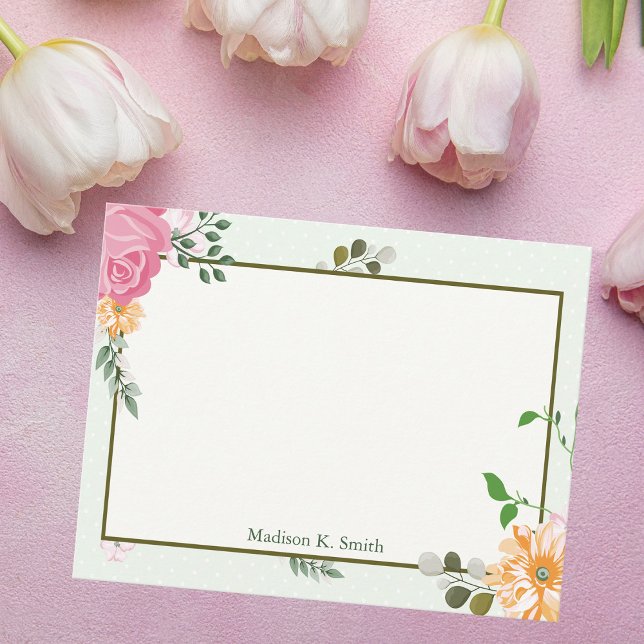 Beautiful Vintage Floral Personalised Stationary Card (Creator Uploaded)