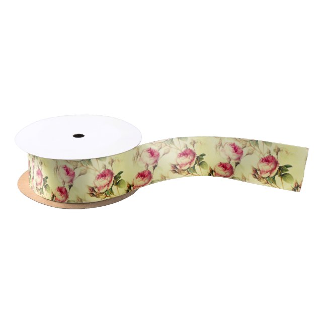 Beautiful Vintage Floral Satin Ribbon (Spool)