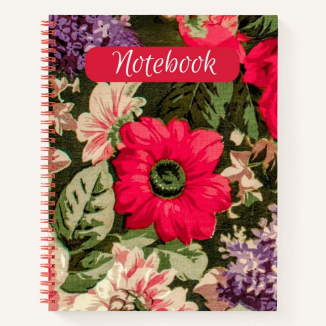 Beautiful Vintage Floral Spiral Notebook (Front)
