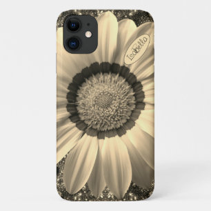 Beautiful vintage flower on background Monogram   iPhone 11 Case