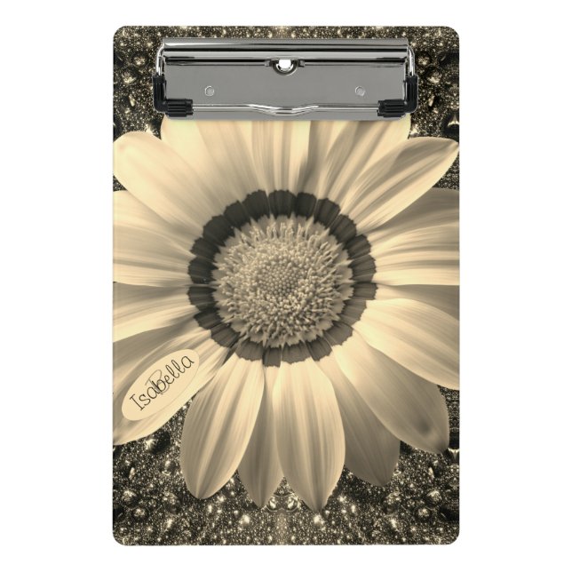Beautiful vintage flower on background Monogram Mini Clipboard (Front)