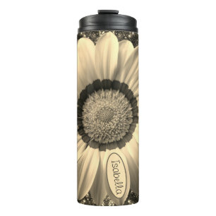 Beautiful vintage flower on background Monogram Thermal Tumbler