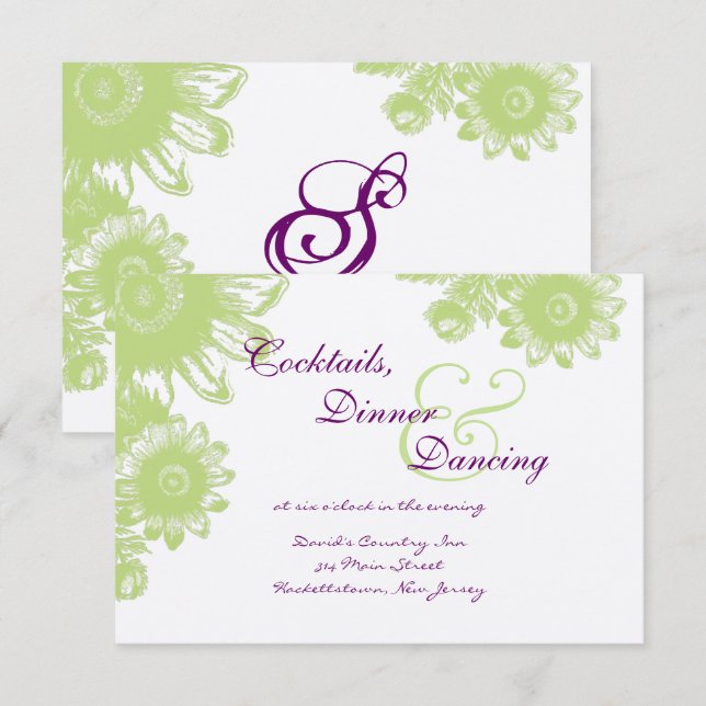 Beautiful Vintage Flower Wedding RSVP Card (Front/Back)