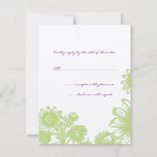 Beautiful Vintage Flower Wedding RSVP Card (Front)