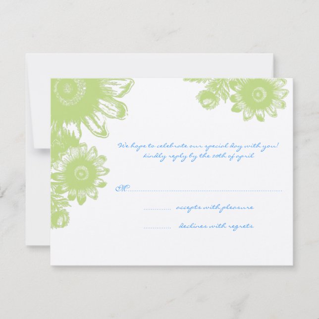 Beautiful Vintage Flower Wedding RSVP Card (Front)