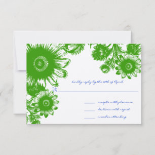 Beautiful Vintage Flower Wedding RSVP Card