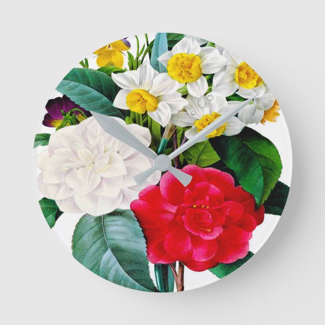 Beautiful vintage flowers round clock (Front)