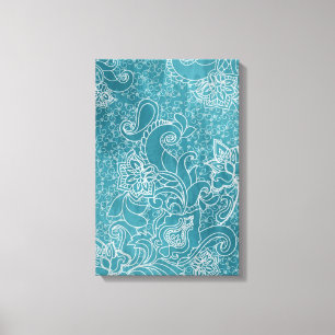 Beautiful vintage flowers swirls Paisleys foliage Canvas Print